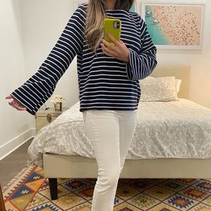Zara bell sleeve sweater - Navy/white - Size M